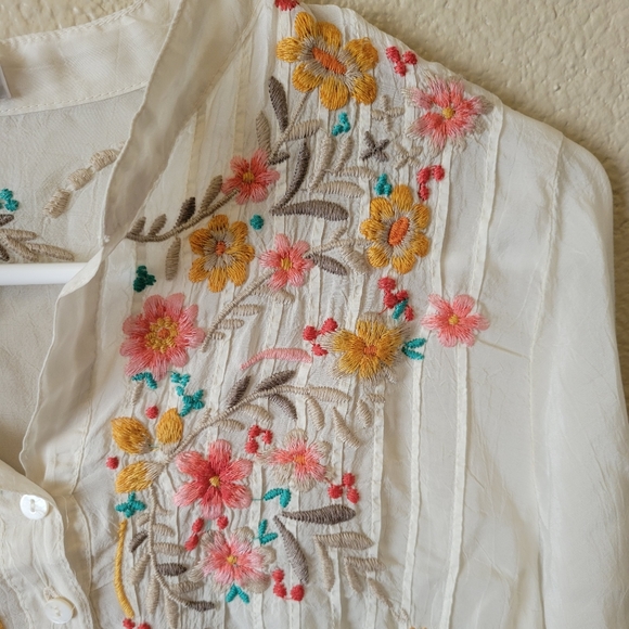 JOHNNY WAS Embroided Tunic Blouse Size S - Picture 3 of 16